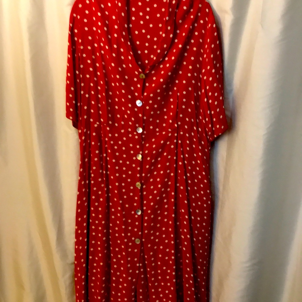 Vintage Yelled New York City 1X red polka dot dres